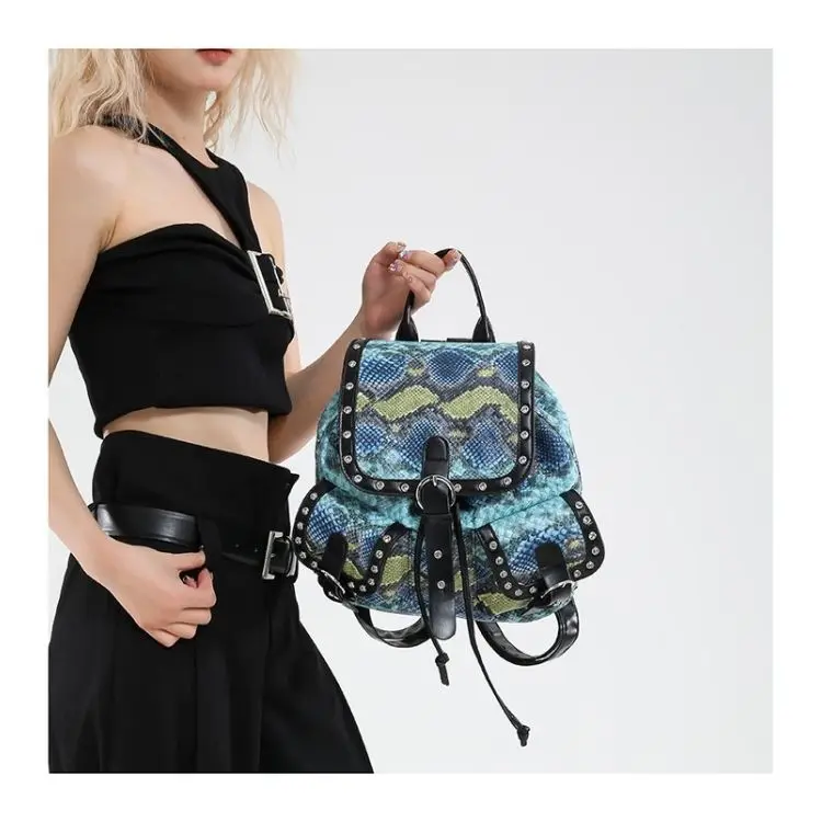 Euro-America Style Backpack PU Snake Pattern 2026 New Fashion Y2K Designer Bags Backpack