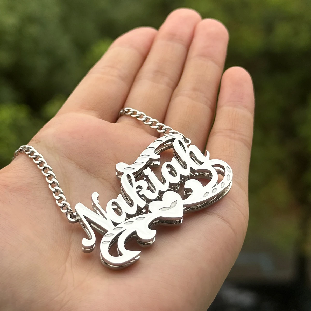 Collana con nome personalizzato collane placcate in argento con ciondolo a doppio strato in acciaio inossidabile per gioielli regalo per l'anniversario della festa degli uomini delle donne