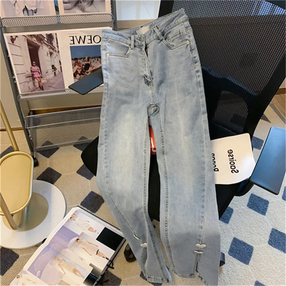 Women Pant Woman Jeans High Waist Denim Pants Wide Leg Denim Clothing Blue Jeans Vintage Quality Fashion Straight Pants