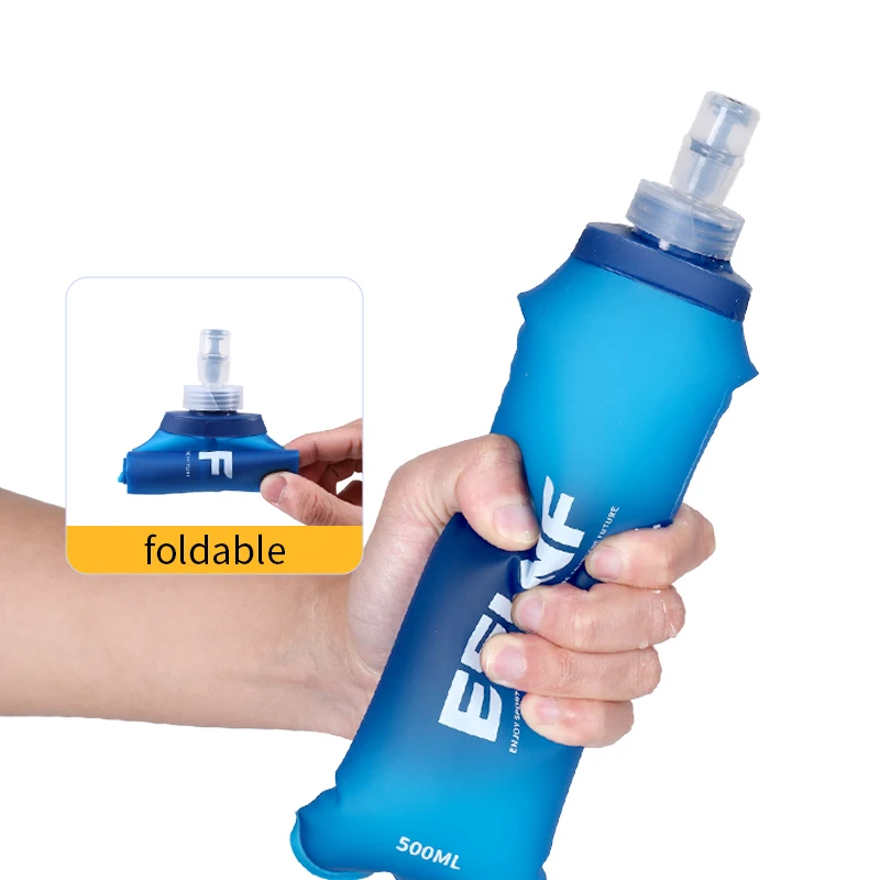 500ml Collapsible Water Bottle Soft Flask BPA Free Folding TPU Outdoor Sport Portable Water Bag for Running Camping view 2