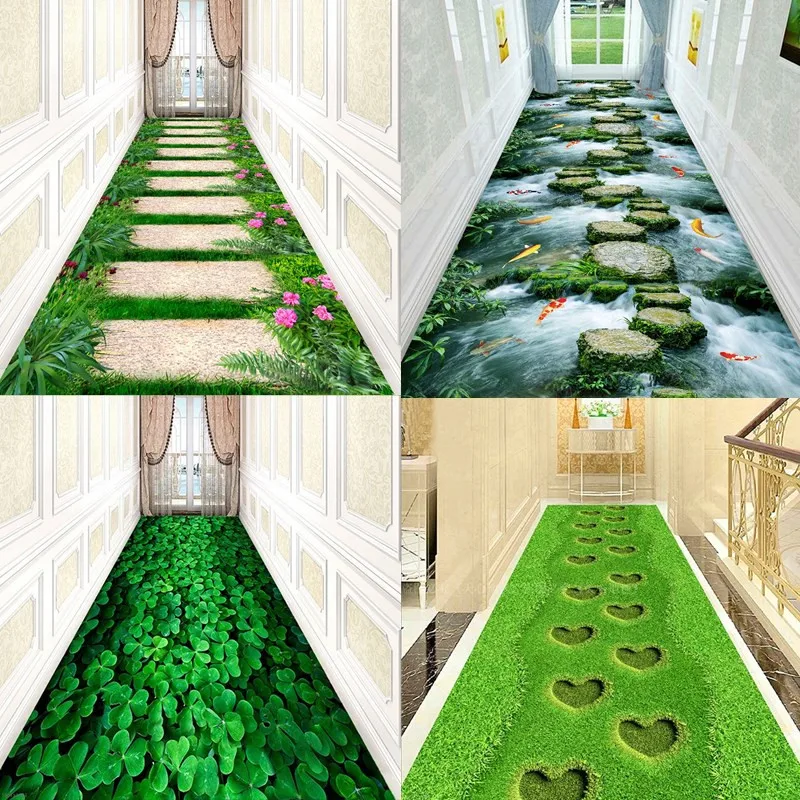 

3D three-dimensional corridor aisle rectangular gold diamond velvet carpet porch hotel welcome entrance mat customization