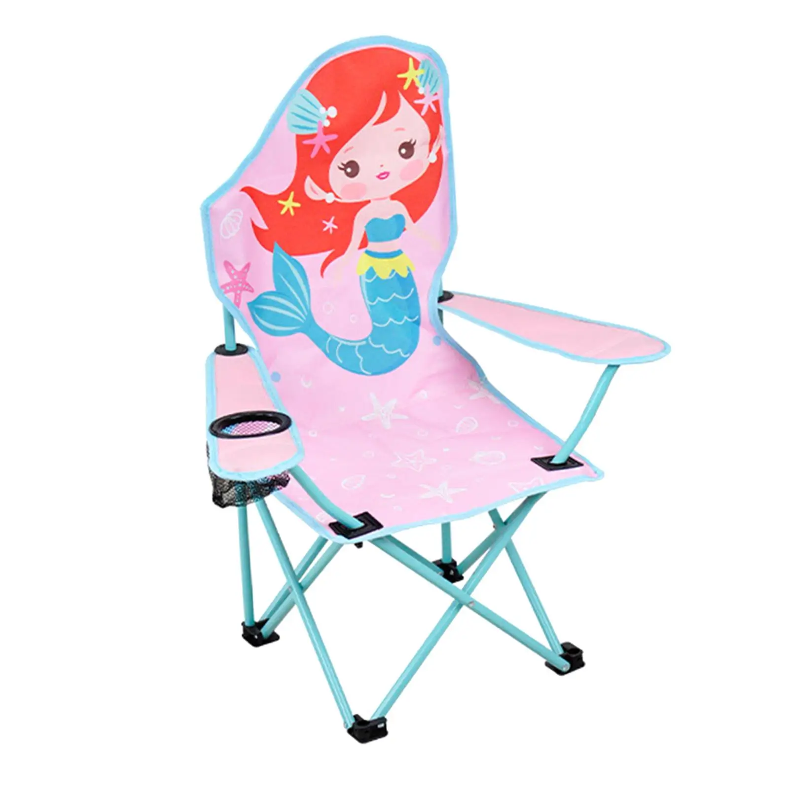 Folding Camping Chair for Kids Steel Frame Heavy Duty Waterproof Wide Base Feet Lawn Foldable Chair for Fishing Children Boys