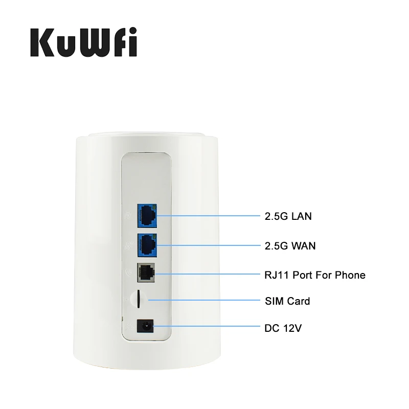 RJ11 Port KuWFi 5g Sim Router Wifi6 Office Wifi 2.4g&5.8G 3000Mbps Gigabit Port VPN Function Indoor 5g Portable Router for Home