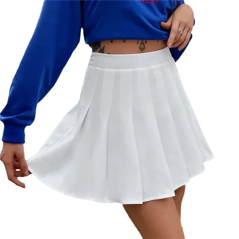 High Waist Solid Pleated Mini Skirt for Women Summer Spring Korean Preppy Style Fashion Cute A-line Skirts Y2K Skort Clothes