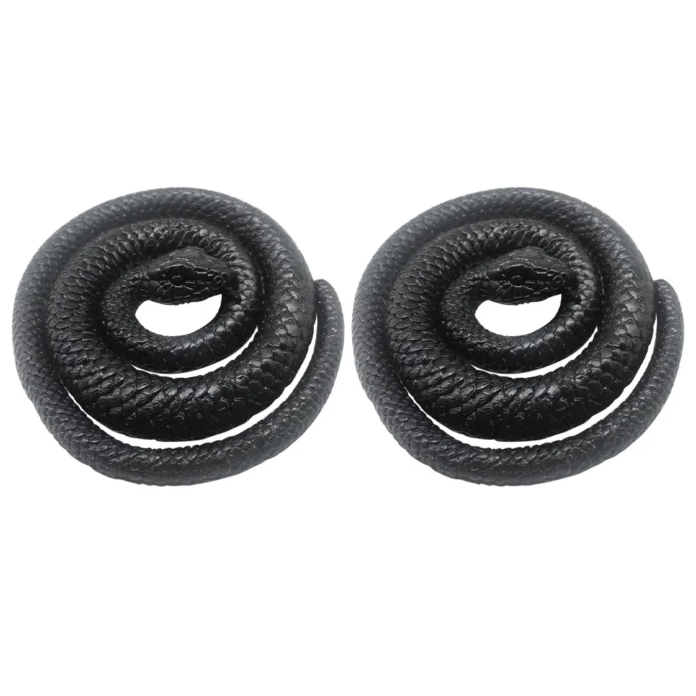 

2Pcs Lifelike Black Snake Props Realistic Flexible Tpr Halloween Prank Decorations Educational Desktop Adornments for Parties