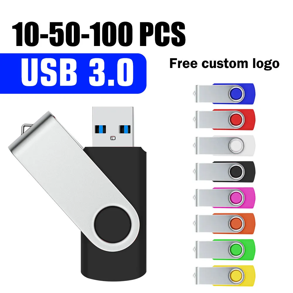 

10/50/100 шт./лот 3,0 USB-флешка с металлической памятью 64 ГБ 32 ГБ 16 ГБ цветной флэш-накопитель USB-накопитель для ноутбука U-диск 8 ГБ