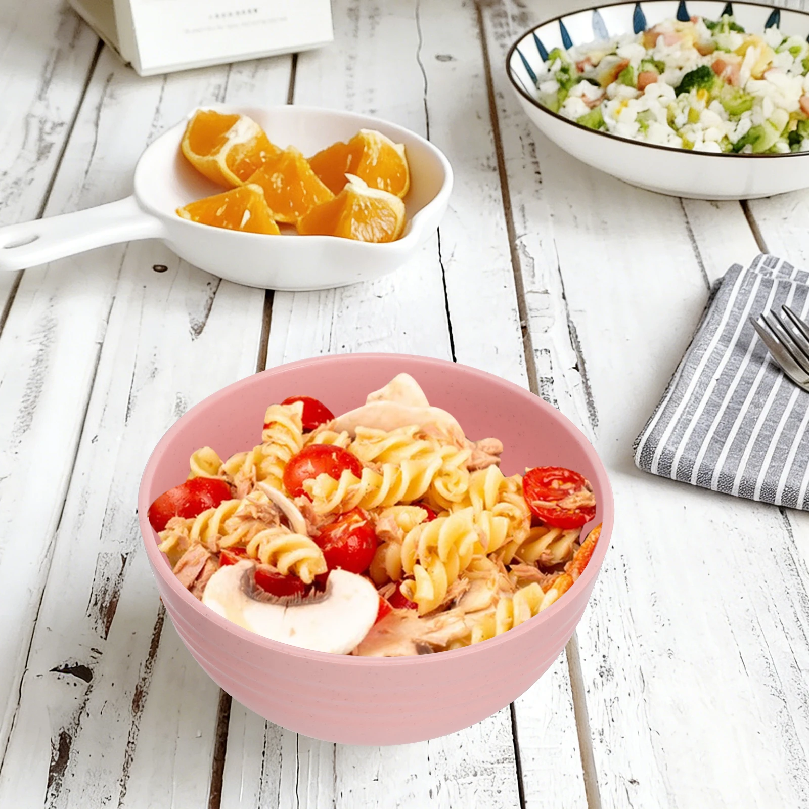 Juego de cuencos de plástico reutilizables irrompibles, para sopa, arroz, fideos, cereales, ensalada, desayuno, cena, cocina, cuenco para servir, hogar, 4 Uds.