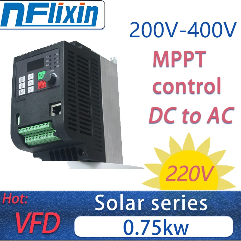 VFD 0.75KW 220v/380v Solar Frequency converter Variable Frequency Drive Inverter AC inverter For Water Pump Motor speed control