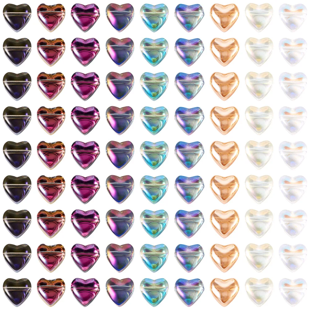 

180Pcs 9 Colors Electroplate Transparent Glass Beads Heart Shape Loose Spacer Beads For Jewelry DIY Making Bracelet Accessories