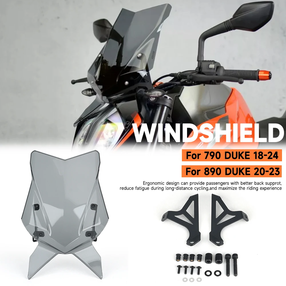 

Motorcycle Windshield For DUKE 790 2018-2024 DUKE 890 2020-2023 WindScreen Plate Deflector Protector 3-Color Accessories New
