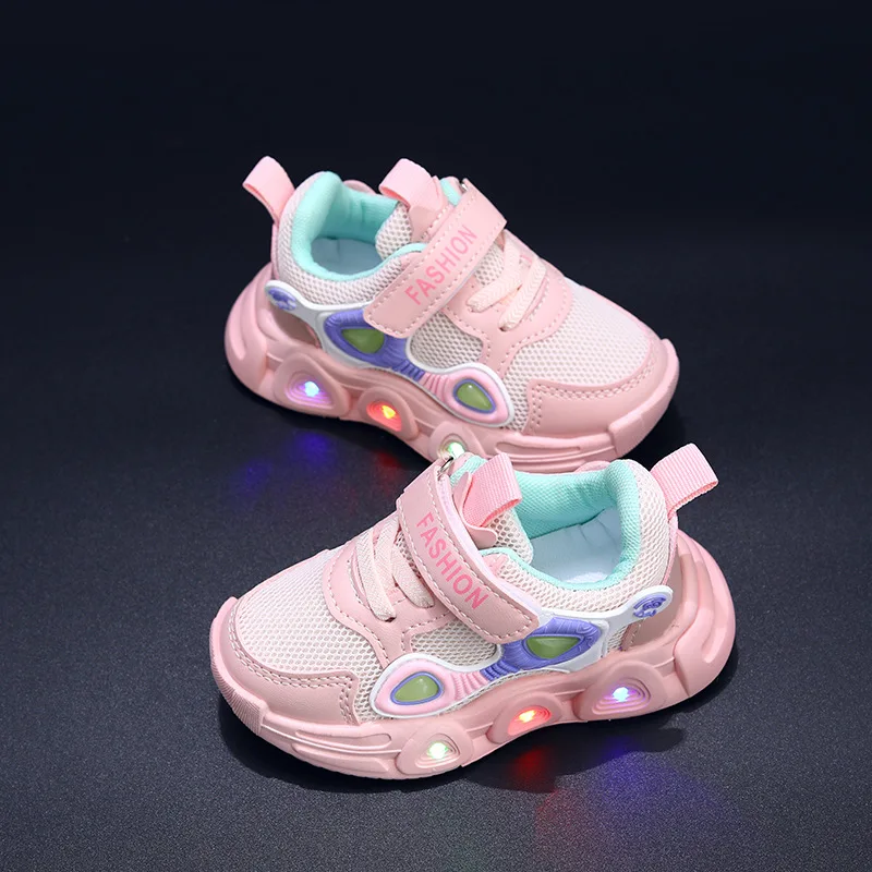 Spring Autumn LED Luminous Child Sneakers Breathable Mesh Casual Shoes Kids Boys Girls Fashion Glowing Tennis Shoes Кроссовки