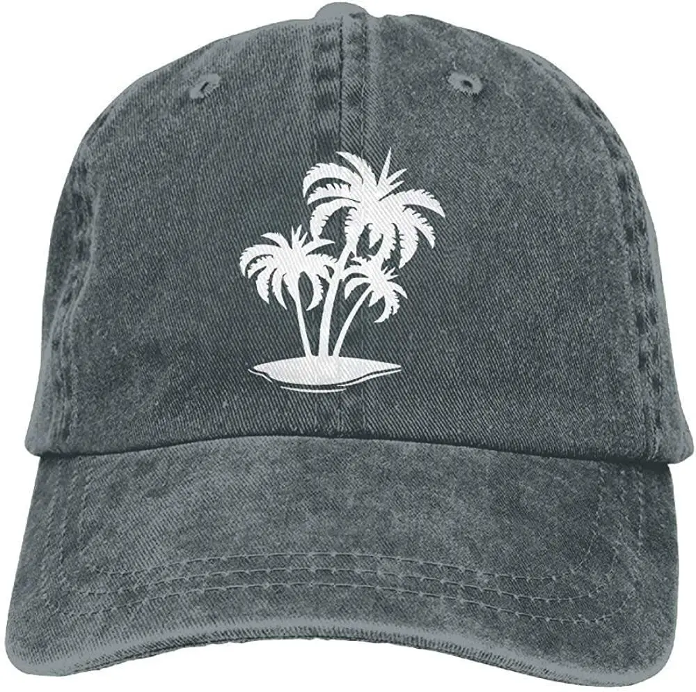 

Denim Baseball Cap Palm Tree and Tropical Island-1 Unisex Golf Hats Adjustable Plain Cap