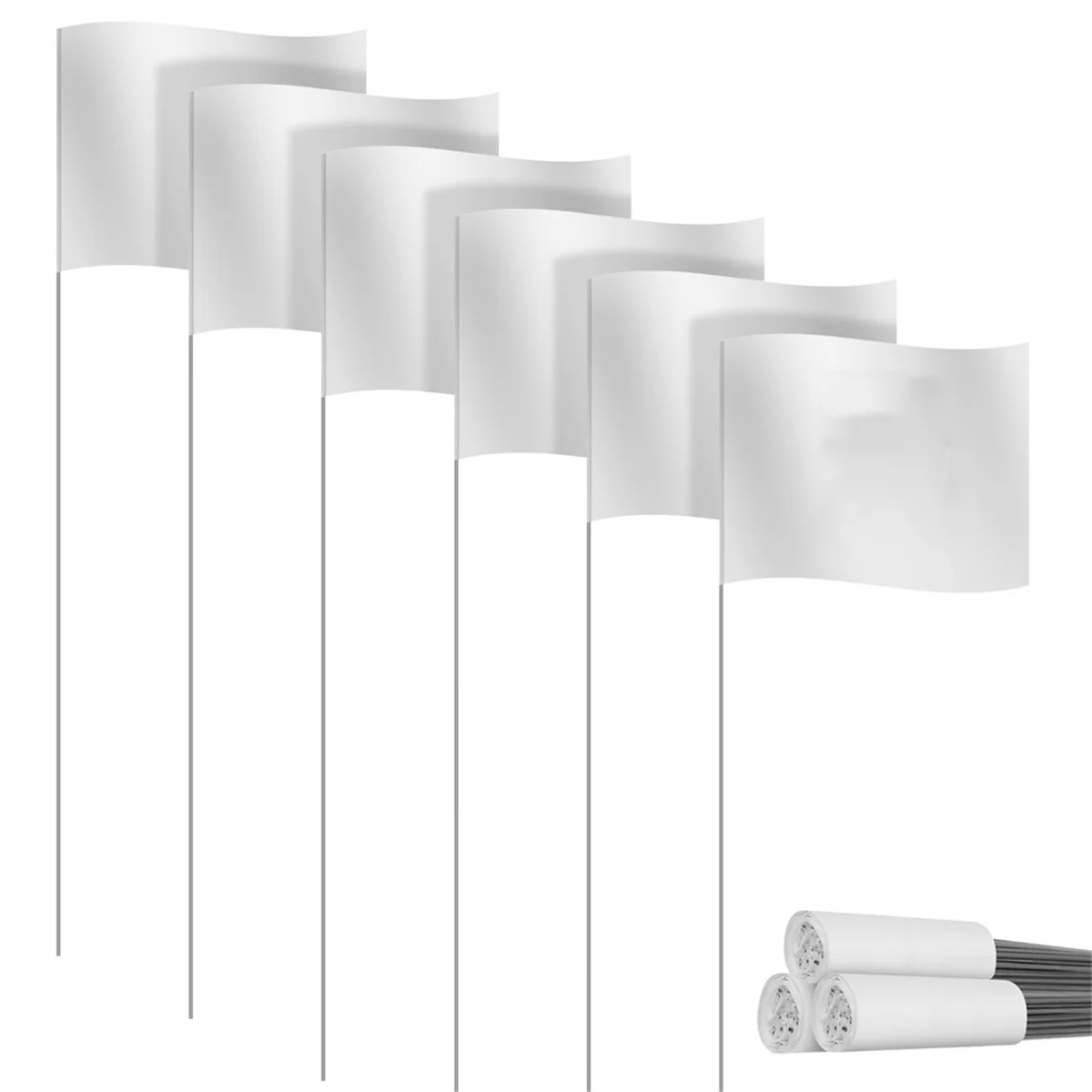 Marking Flags Marker Flags for Lawn 30 Pack, PVC Small Flags,Marking Flags Lawn Flags, Garden Flags,Survey Flags,White