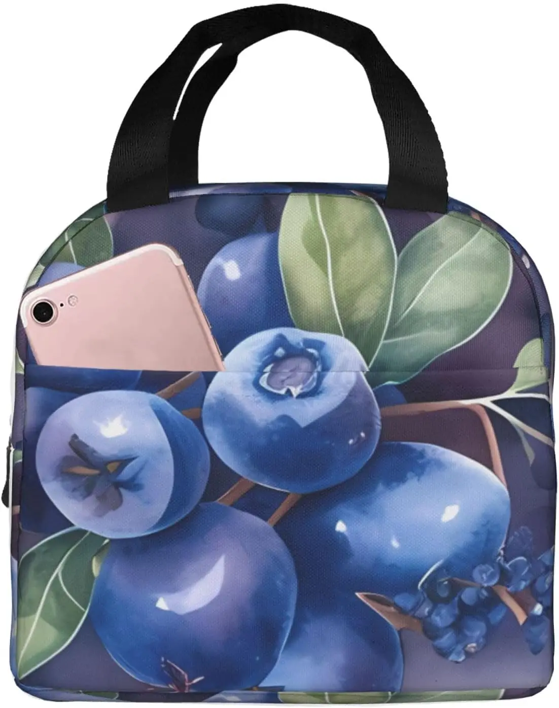 Borsa per il pranzo isolata con mirtilli di frutta estiva, borsa termica per il pranzo congelabile impermeabile Bento Lu nch Box, borsa per donna uomo Lun ch