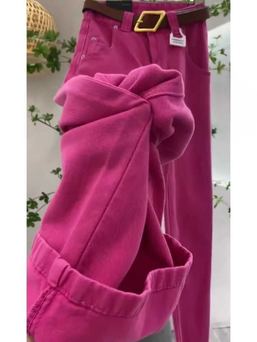 

Джинсы Dopne Color Slim с широкими штанинами, женские, с высокой талией, свободного кроя, прямые, осенние, новые, больших размеров, повседневные, джинсовые