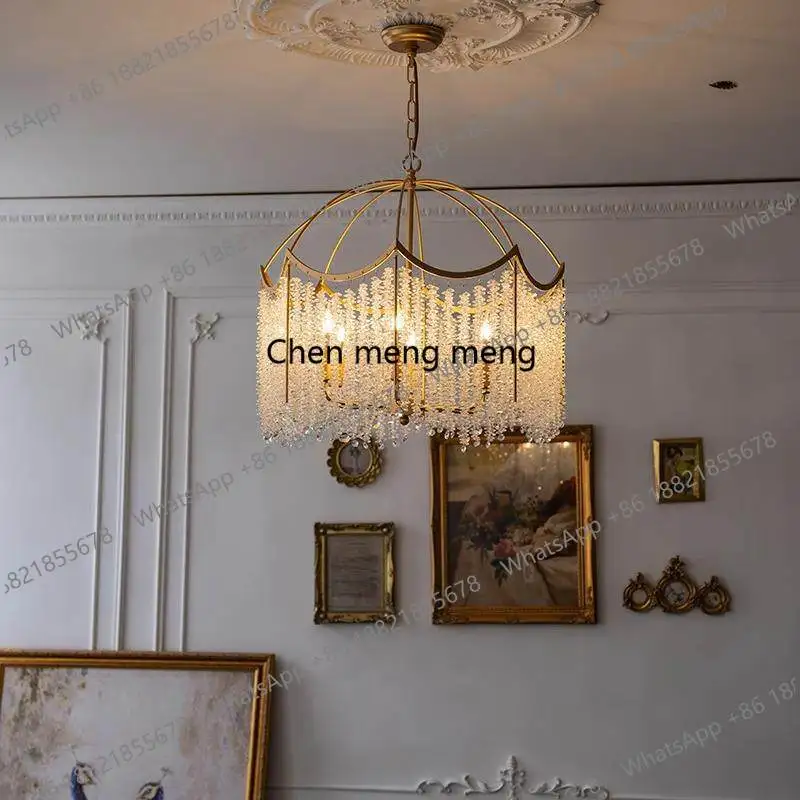 

American crystal chandelier French bedroom light creative personality villa light luxury retro restaurant light