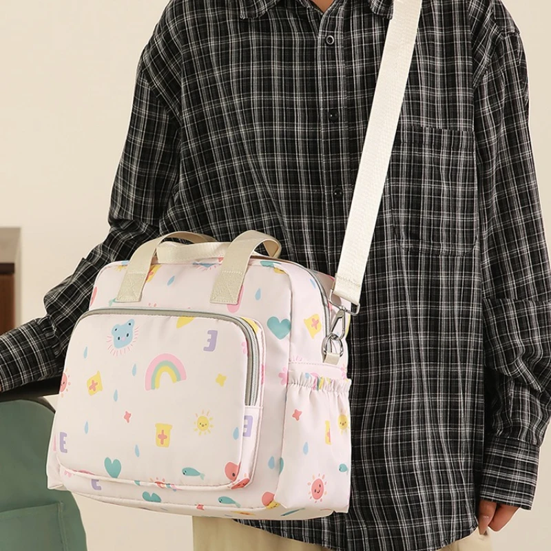 Printed Multi-pocket Maternity Nappy Bag Portable Handbag Large Capacity Baby Diaper Backpack Detachable Shoulder Strap
