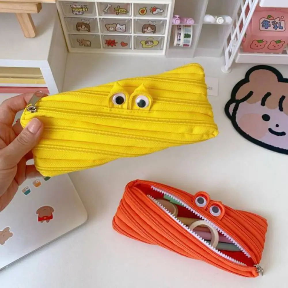 Rabbit Ear Zipper Makeup Lipstick Bag Large Capacity Solid Color Students Pencile Bag Desk Storage Organization Cartoon