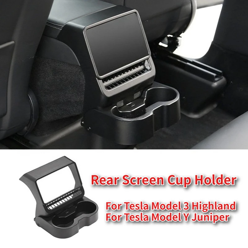 

Rear Screen Cup Holder for Tesla Model 3 Y Juniper 2025 Rear Screen Multifunctional Water Cup Holder Storage Box Car Accessories