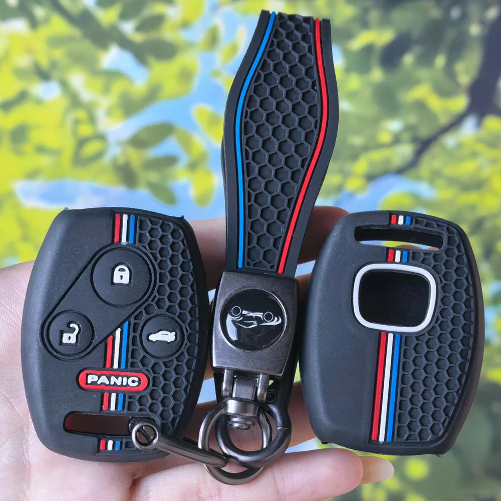 Anti‑Slip Honeycomb Key Case With Keychain For Honda Civic Accord VII CRV FRV Insight Shuttle Stream Jazz Remote Protector