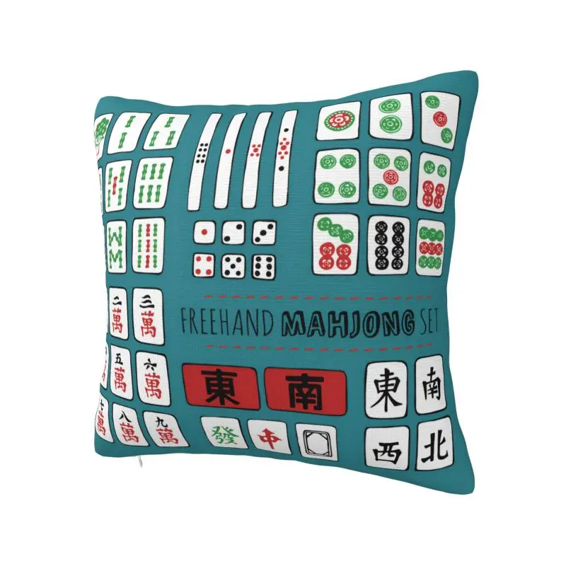 Modern Mahjong Tile Game Pattern Cushion Cover 40*40 cm Velvet Throw Pillow Case Home Decor Sofa Chair Pillowcase