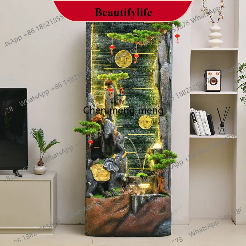 G153 Rockery floor-to-ceiling flowing water ornament, screen porch circulation water feature, water curtain wall fountain