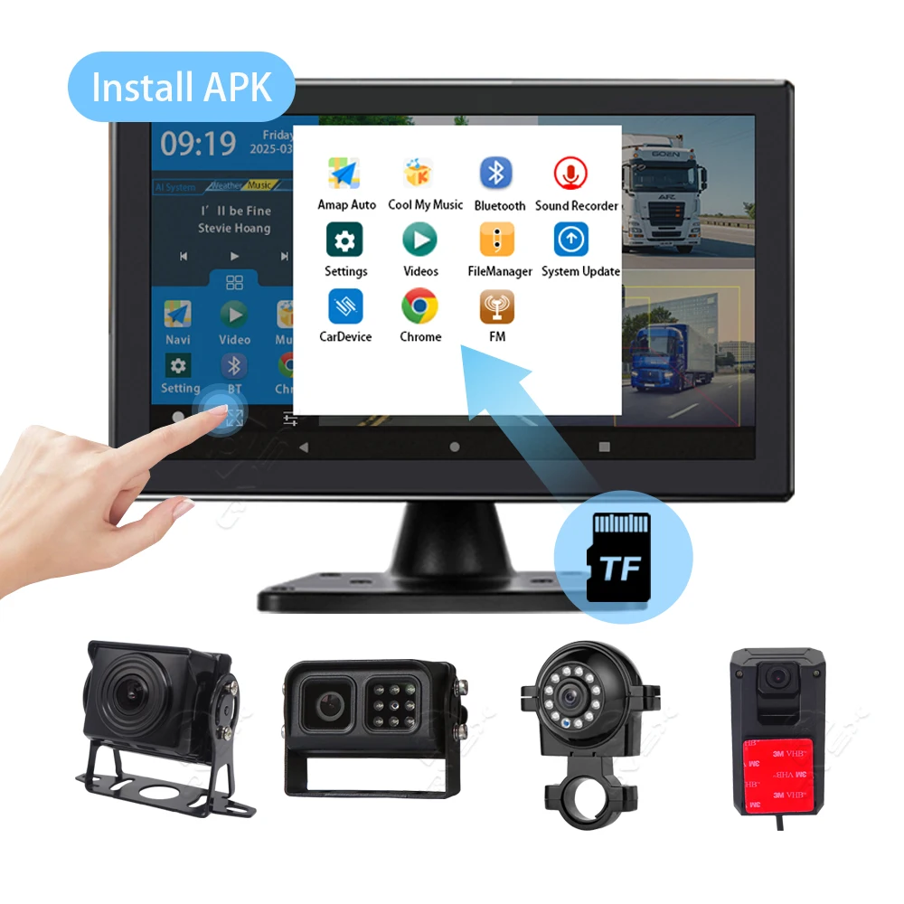 

10.1 Inch IPS Touch Screen 4G WiFi GPS Navigation Android 10 Dual Camera Smart BSD AI DVR Truck Vehicle Dash Car Reversing Aid
