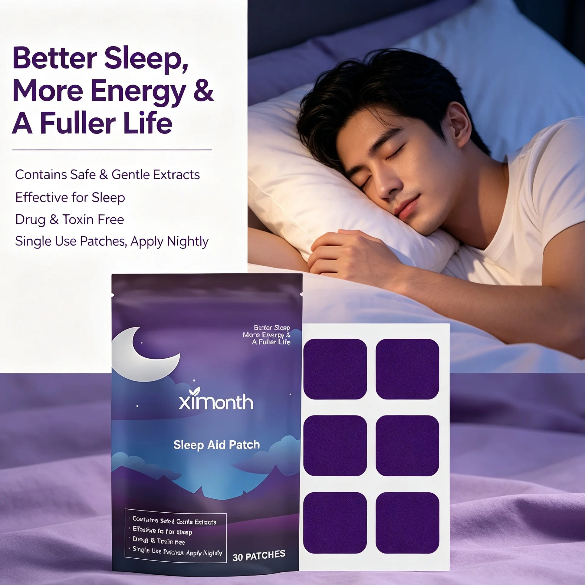 Natural Calming Sleep Patches Non Invasive Sleep Aid Stickers Relieve Insomnia & Restless Nights Home Wellness Care