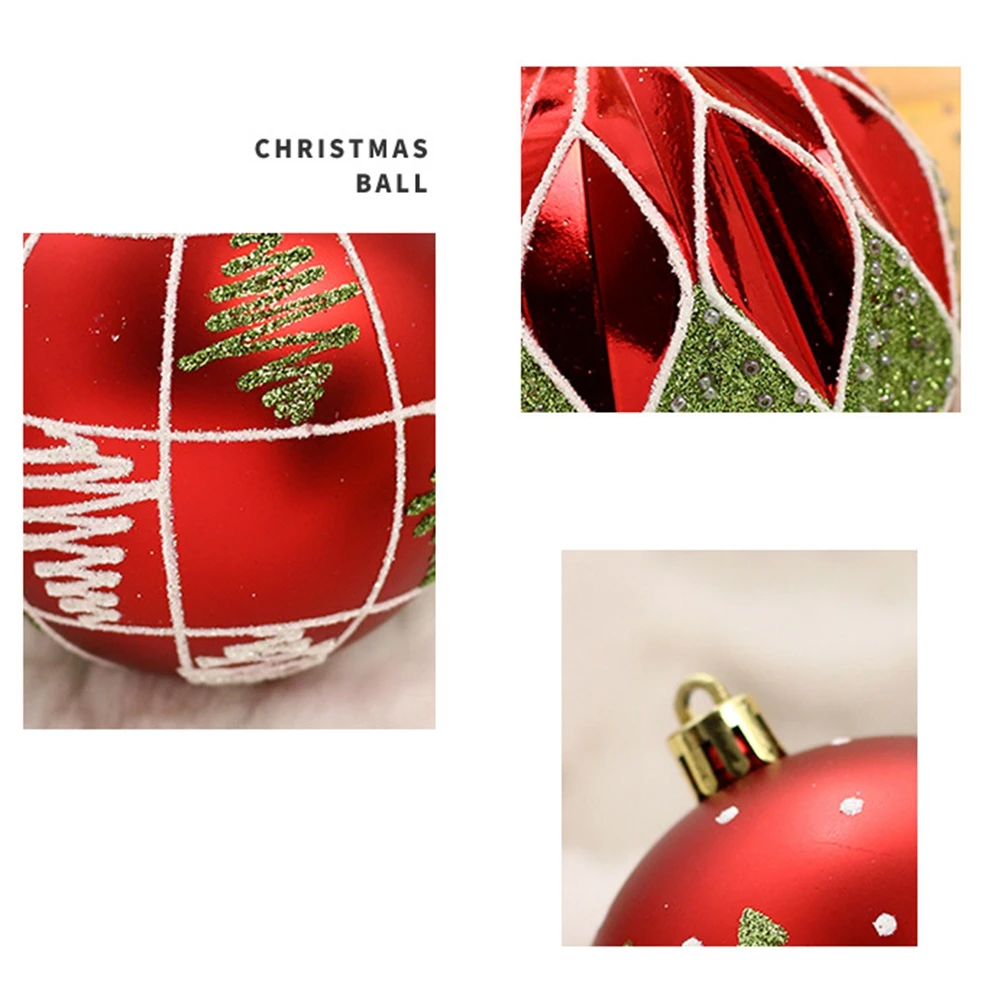 16pcs Plastic Christmas Balls, 8cm Shatterproof Matte Glossy Drawing Ornament Balls, Xmas Tree Hanging Baubles Decorations