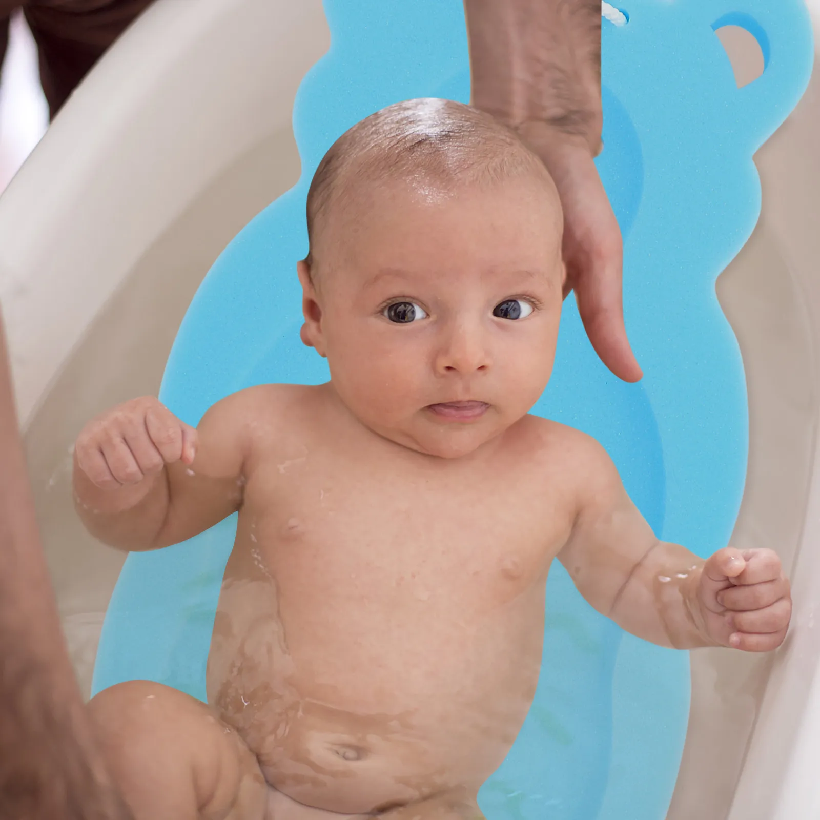 Anti-Slip Bath Sponge Mat Soft Non-Slip Cushioned Contoured Design for Infants Support Head Neck Back Blue