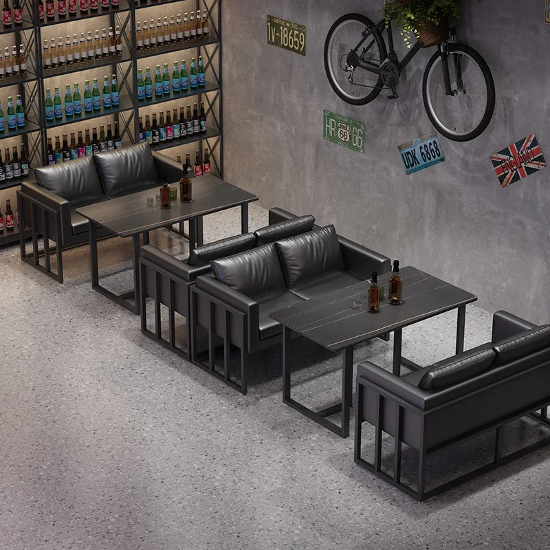 Bar Clear Bar Industrial Style Table and Chair Combination Cafe Barbecue Shop Leisure Area Music Dining Bar Commercial Card Seat