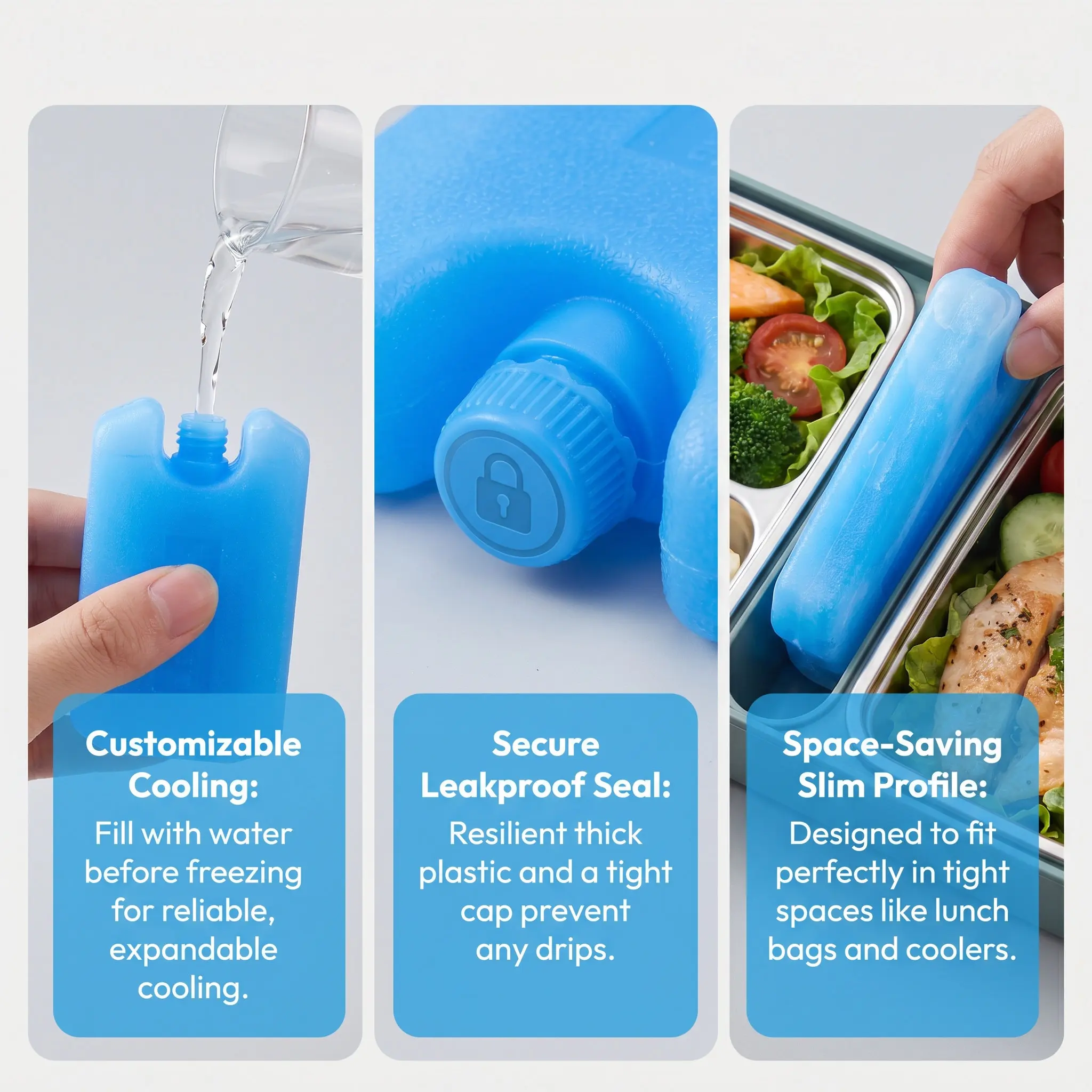 10Pcs Slim Cooler Ice Packs Reusable Ice Cases for Lunch Boxes Coolers Outdoor Cold Packs for Shipping