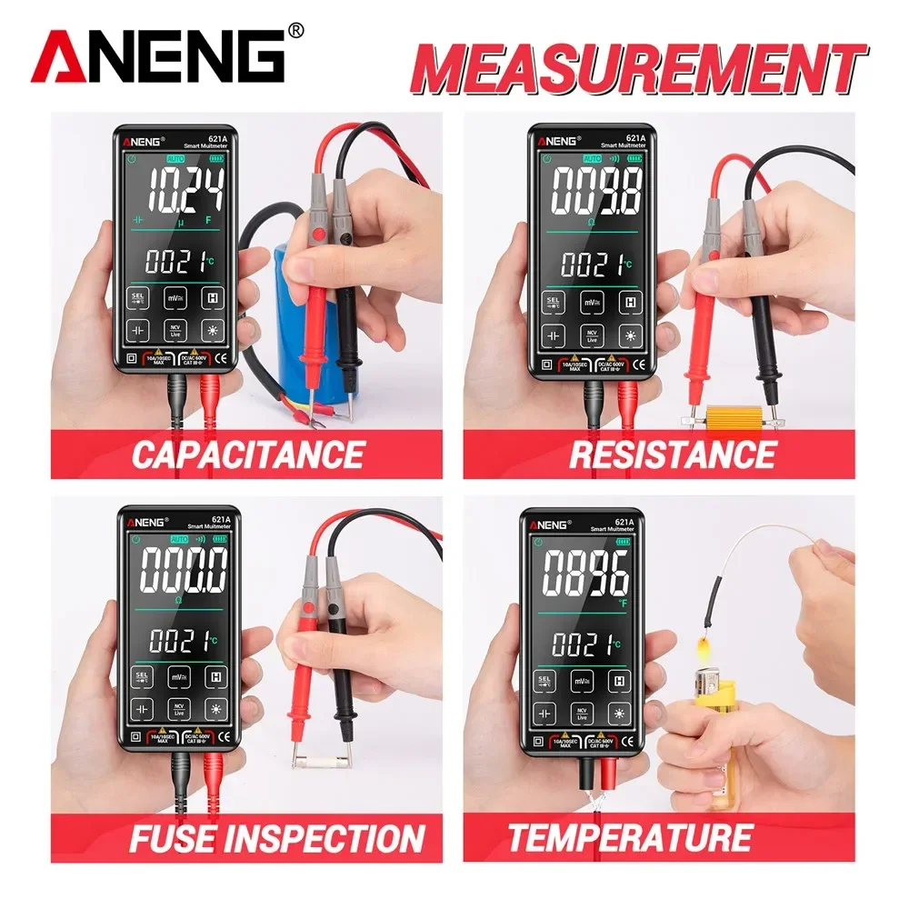الذكية شاشة تعمل باللمس الرقمية المتعددة قابلة للشحن ANENG 621A التيار المتناوب/تيار مستمر جهاز قياس الجهد الكهربائي 9999 التهم عالية الدقة الاستشعار تستر #5