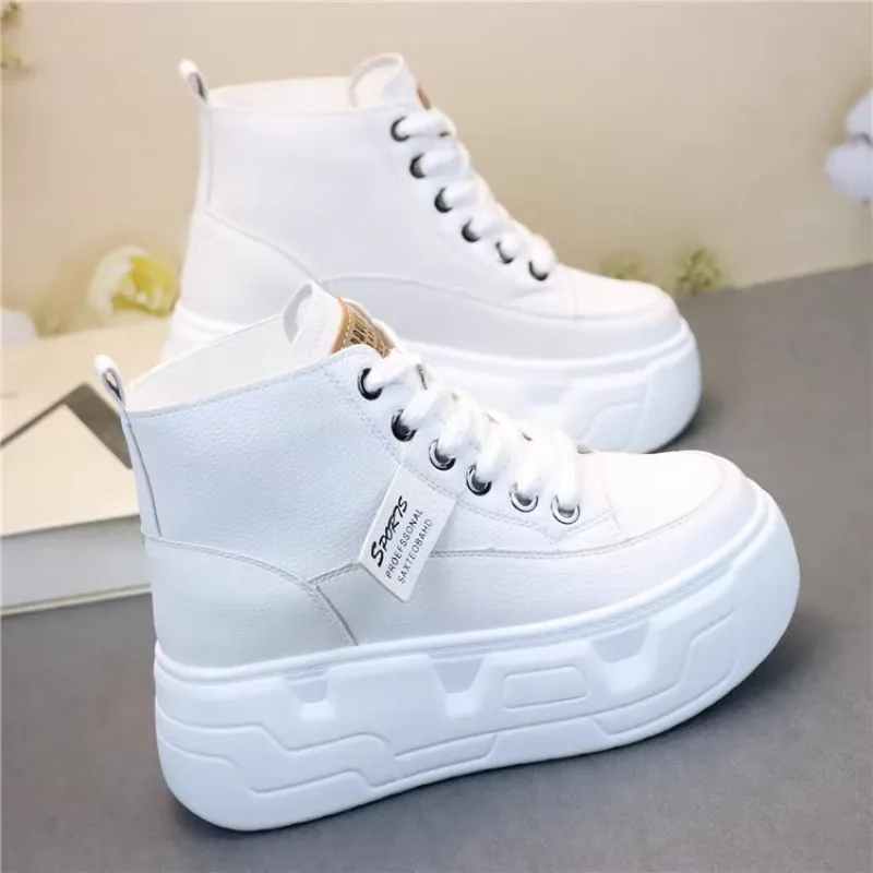 Super High Women Vulcanize Shoes Stylish White Shoes 10cm Platform Heels for Autumn/Winter Fashion Designer Sneakers for Women