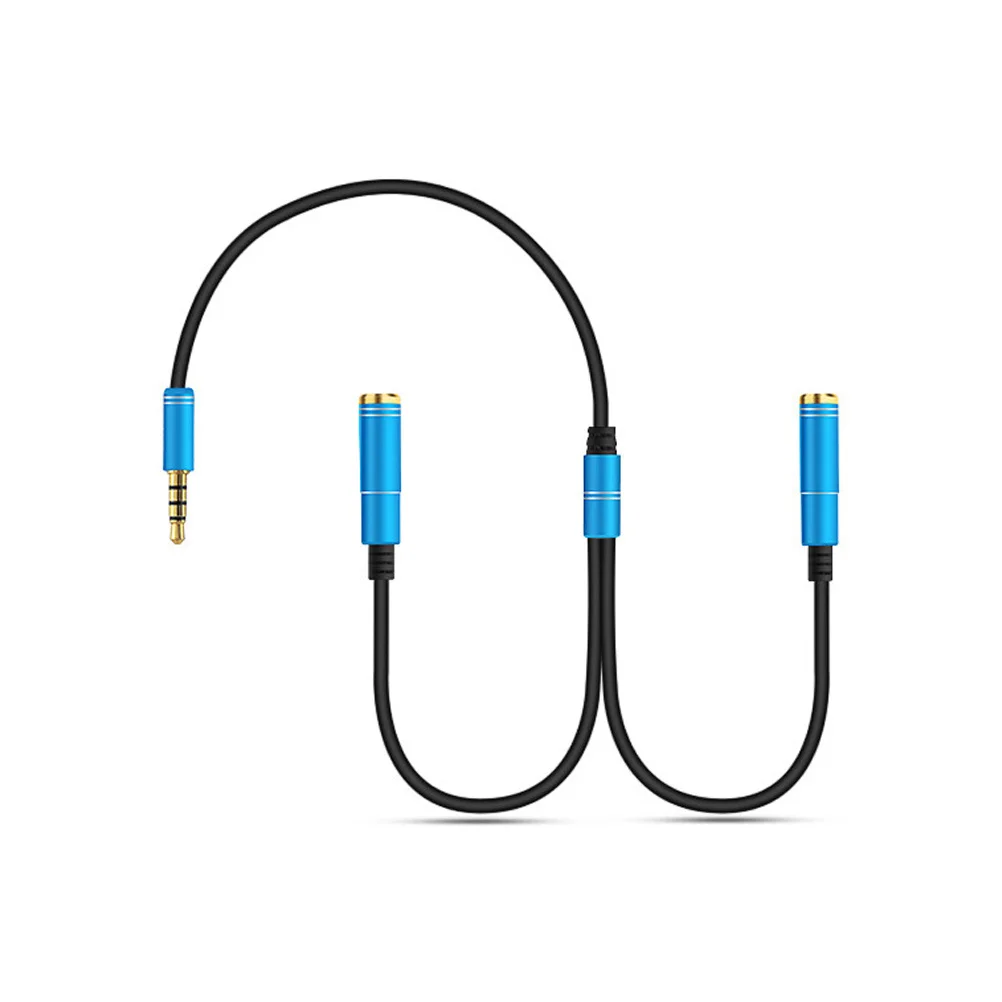 

1 to 2 3.5mm Headset Splitter Cable Audio Adapter Gold-Plated Connectors for Mobile Laptop Pc Mic Audio Splitter Cable