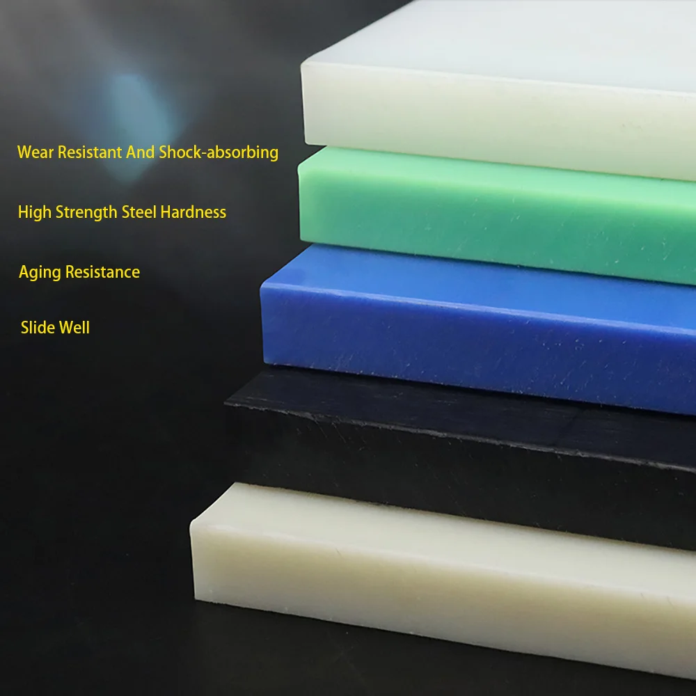 PA66 Nylon Sheet Un‑Machined Blank, Black White Blue Polyamide Cushion Block, Wear‑Resistant Plastic for CNC Machining