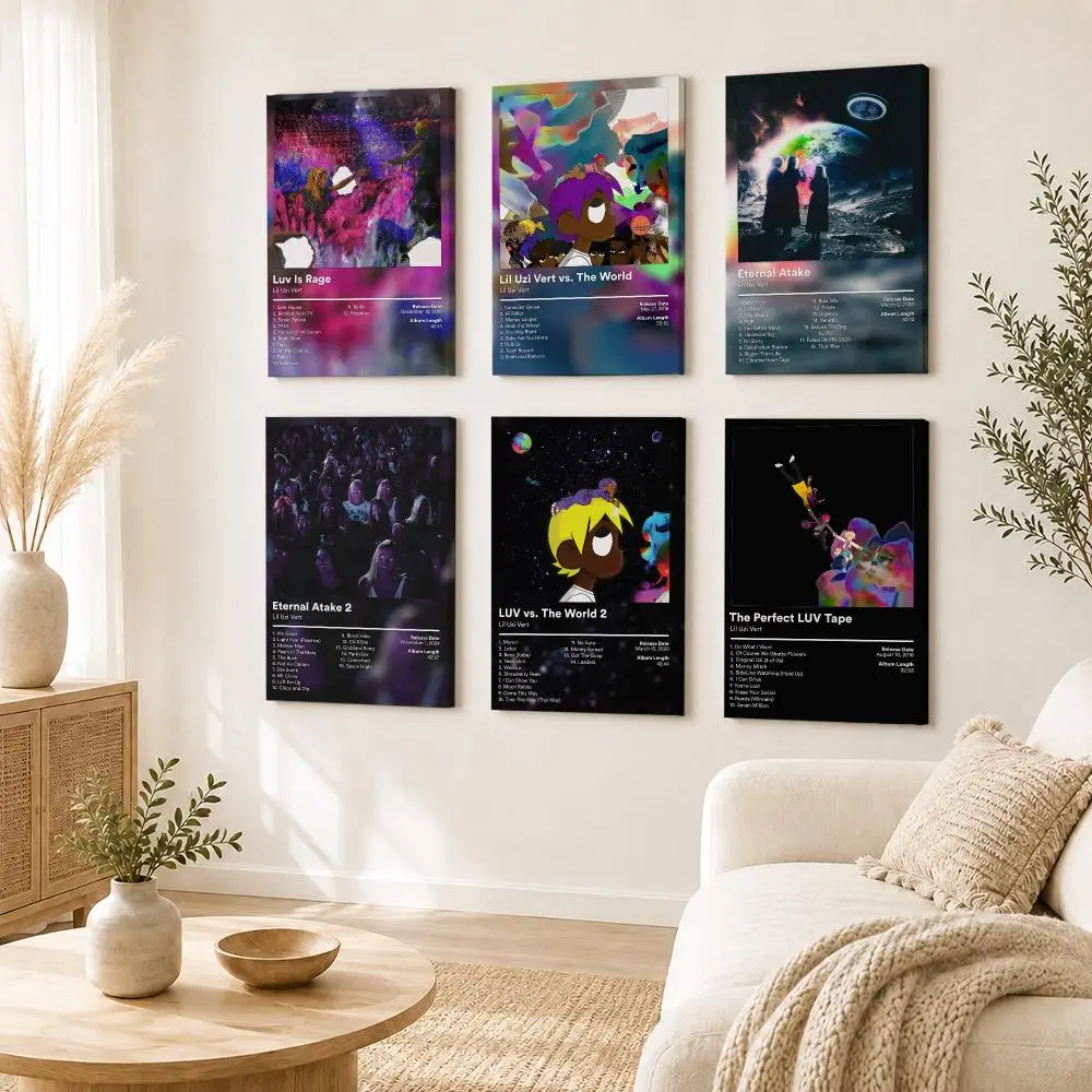 Pop Singer L-Lil Uzi Vert Album Poster Self Adhesive Aesthetic Wall Art Picture for Living Room Home Decoration Gift