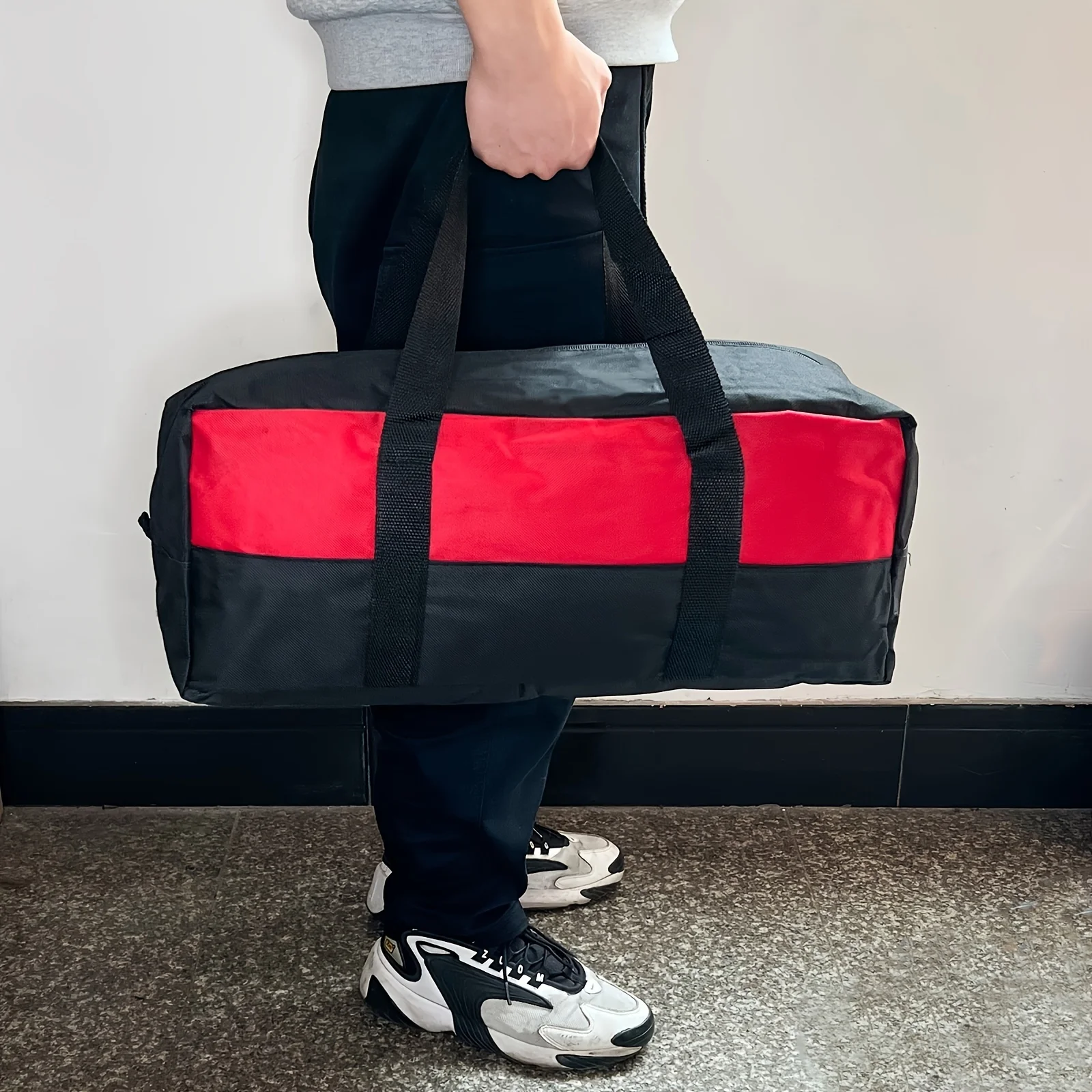 حقيبة تخزين متعددة الوظائف، حقيبة أدوات محمولة منزلية من قماش أكسفورد مقاس 19 بوصة، متعددة الوظائف ذات فم واسع #4