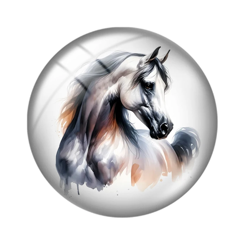 Arabian Horse 12mm/20mm/25mm Round glass cabochon flat back Making findings for custom DIY bracelets