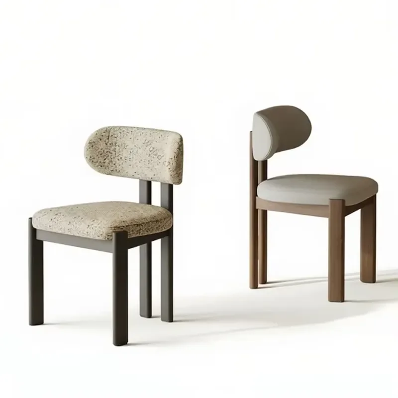 Scandinavian Upholstered Side Chair with Solid Wood Legs and Ergonomic Back
