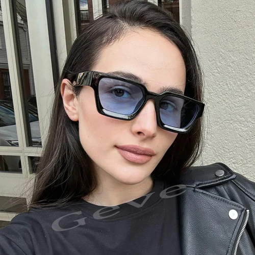 Gafas de sol cuadradas pequeñas con montura gruesa para hombre y mujer, anteojos de sol rectangulares verdes, Retro, Unisex, marca de lujo, a la moda