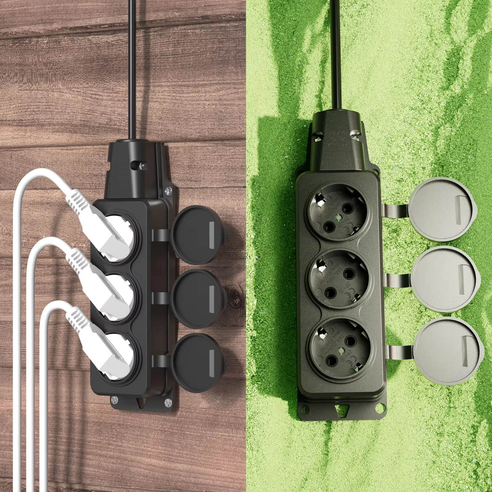 المقبس الأوروبي صناعة مقاومة للماء مقبس الطاقة مع غطاء للمطر 1/2/3-موقف منفذ موصل حديقة في الهواء الطلق الكهربائية 16A #5