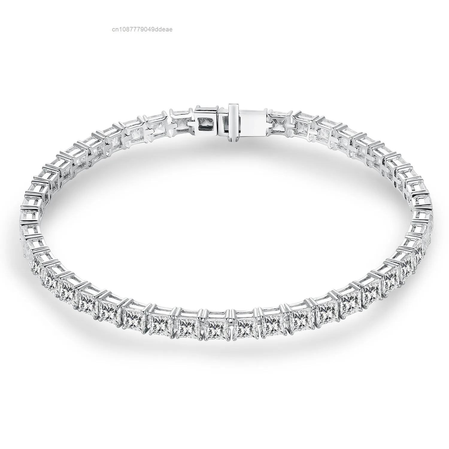 Custom Solid 18K White Gold Tennis Chain with 0.2CT Princess Cut Lab Grown Diamonds IGI Certified Bracelet & Bangle for Women