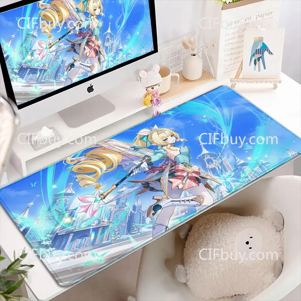 CIFBUY kawaii girl Vodyanitsa Vesna Genshin Gaming Mouse Pad, Pretty Extended Desk Pad Anti Slip Rubber Base Home Office Gaming