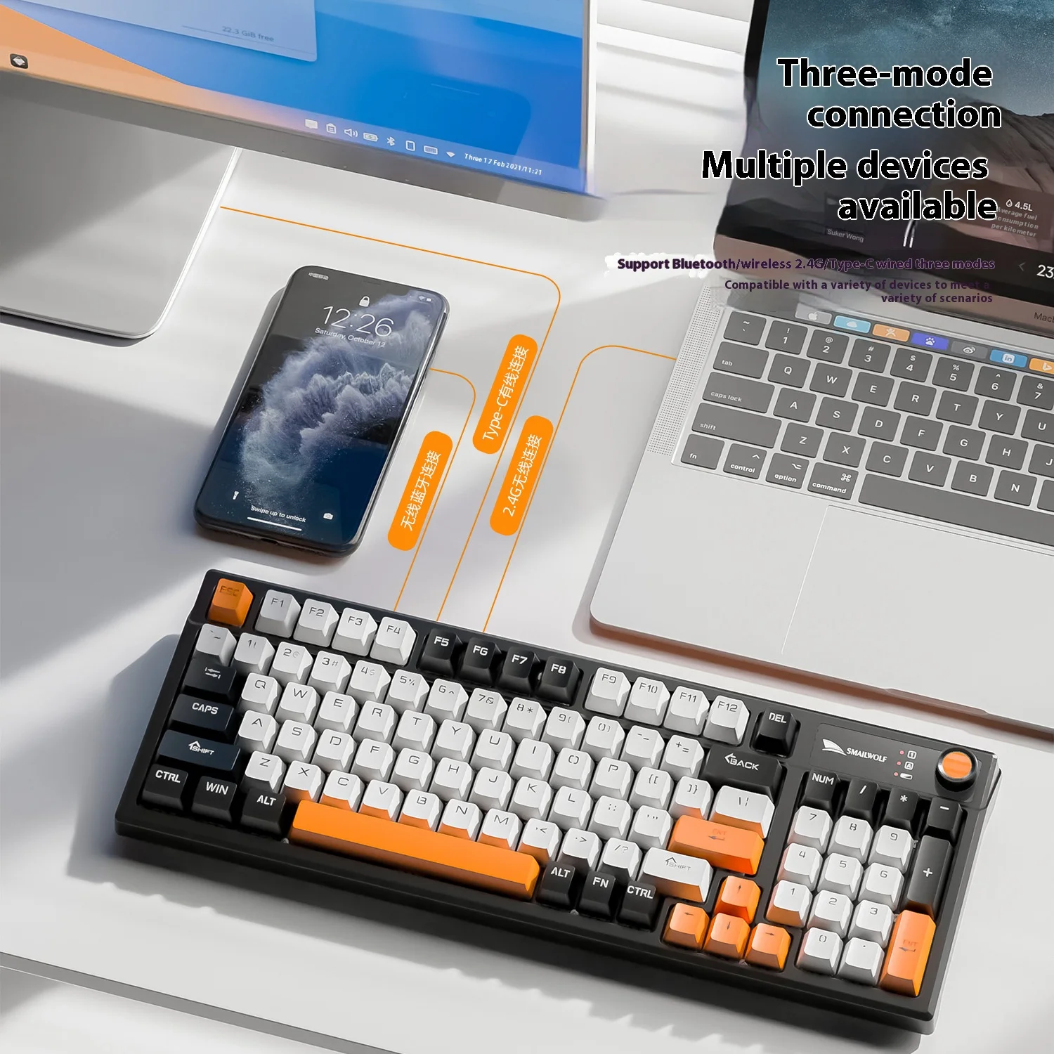 

Механическая клавиатура Bluetooth | Выключатели с возможностью горячей замены | RGB подсветка | Совместимый с ноутбуком MK95 3 режима