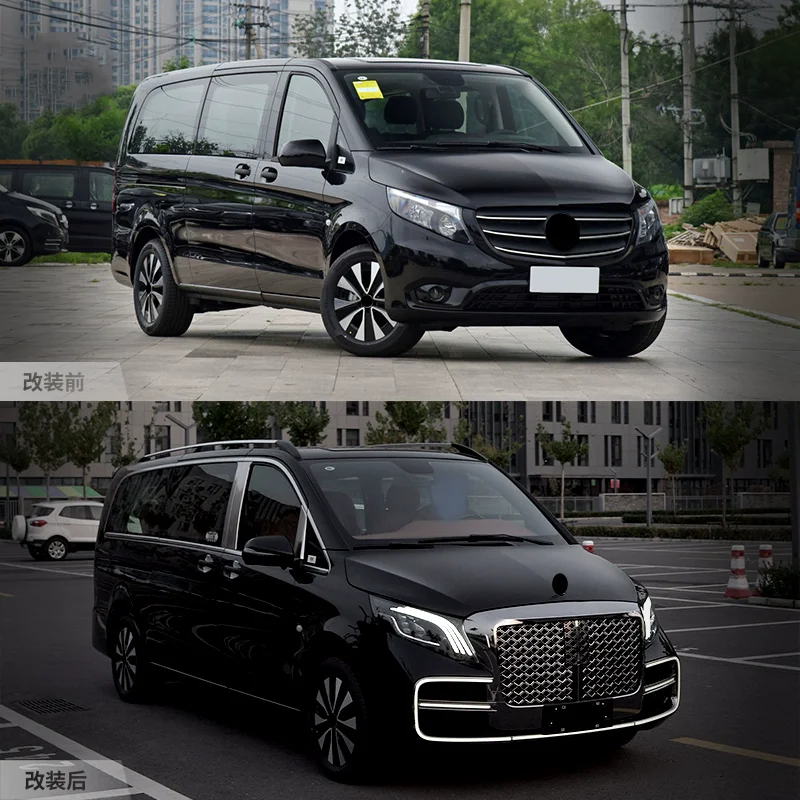 المصد الأمامي المصد الخلفي مع الضوء لمرسيدس بنز فيتو V260 V250 16-22 تعديل مصبغة طقم الجسم المحيطي اكسسوارات السيارات