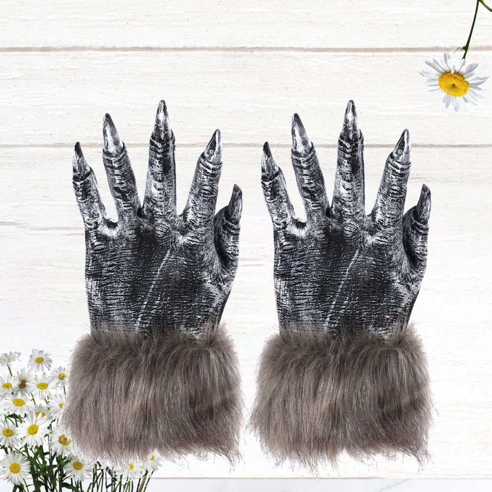 

Halloween Werewolf Costume Grey Simulated Animal Props One Size Fits Most Adults Realistic Ghostcrawler Gloves Teen