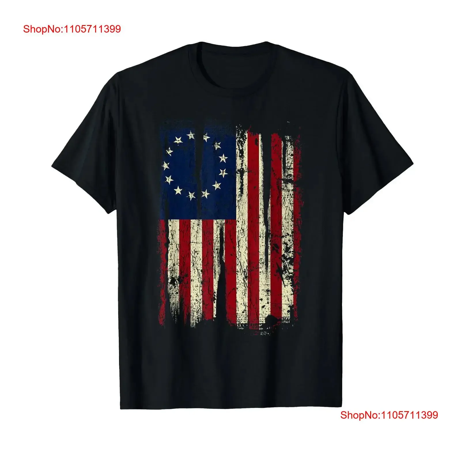 Distressed Betsy Ross American Flag 13 Star Colonies Patriot T Shirt long or short sleeves vintage Washed Comfortable Slightly