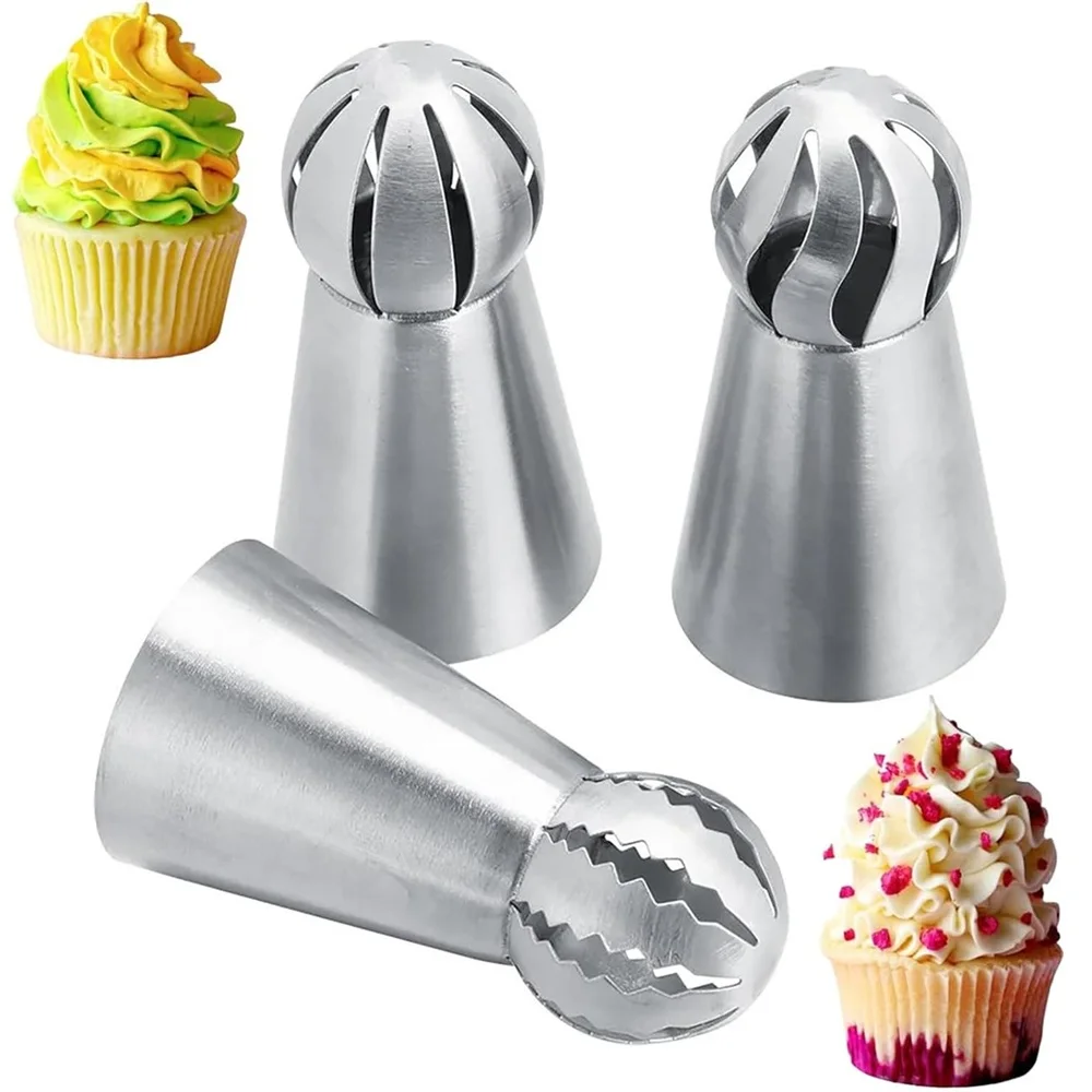

3PC Russian Piping Tips Icing Piping Tip Set Cake Decorating Supplies Decoration Tips Ball Piping Tips DIY Cake Decorating Tools