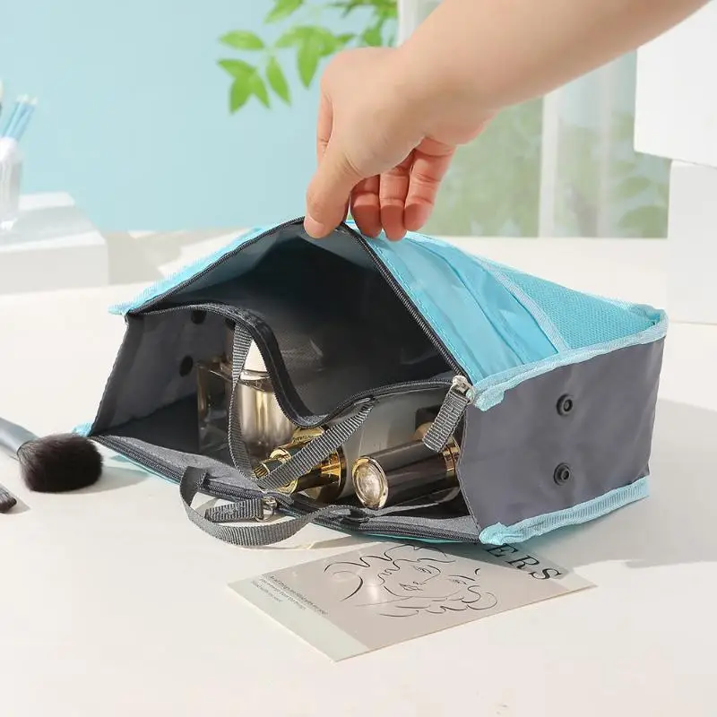 Multifunctional Bi-fold Storage Bag Double Zipper Large Capacity Storage Arrangement Makeup Toiletries Large Classification Bag